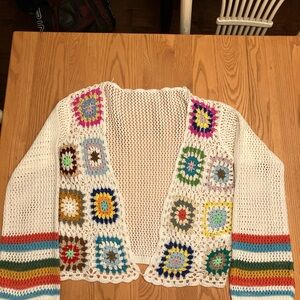 New Colorful Crochet Boho style size large Women's Sweater